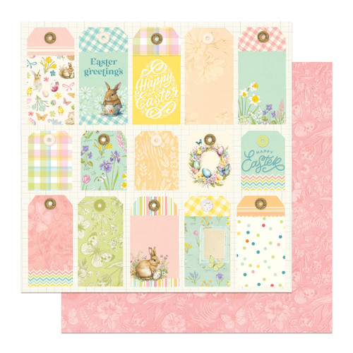 25 Pack Easter Sunday Double-Sided Cardstock 12"X12"-Bunny Tags 5A002K15-1GLJG - 709388348260
