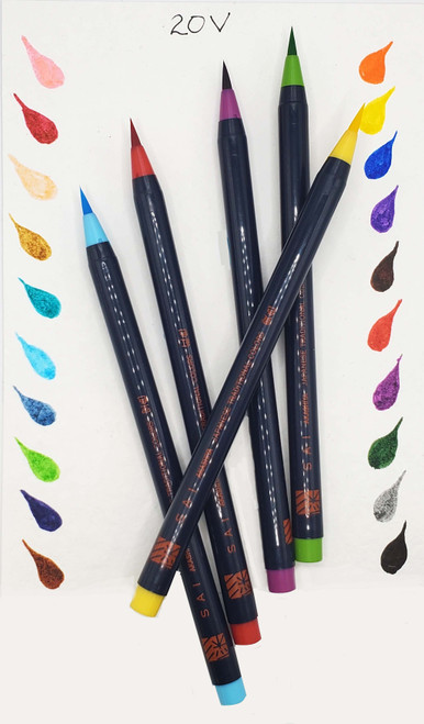 Aitoh Akashiya Sei Watercolor Brush Pen 20/Pkg-Assorted Colors - 5A002HT3-1GKFN