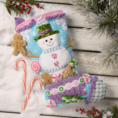 Bucilla Felt Stocking Applique Kit 18" Long-Snowman's Candy Confections - 5A002K2F-1GLKH Bucilla Felt Stocking Applique Kit 18" Long-Snowman's Candy Confections - 5A002K2F-1GLKH