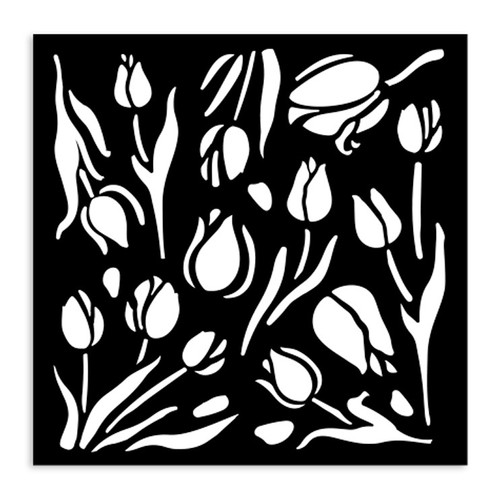 Stamperia Stencil 4.72"X 4.72"-Art Of Travelling Tulips - 5A002JN4-1GL5K