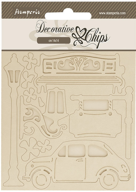 3 Pack - Stamperia Decorative Chips 5.5"X5.5"-Art Of Travelling Car - 5A002JPV-1GL70 - 5993110039877