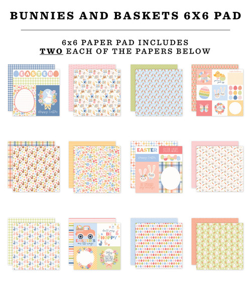 3 Pack - Echo Park Double-Sided Paper Pad 6"X6" -Bunnies And Baskets - 5A002KP2-1GM2H 3 Pack - Echo Park Double-Sided Paper Pad 6"X6" -Bunnies And Baskets - 5A002KP2-1GM2H
