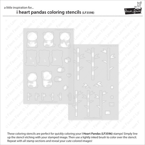 2 Pack - Lawn Clippings Coloring Stencils-I Heart Pandas - 5A002JWD-1GLDM