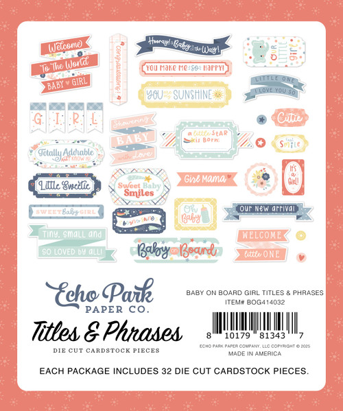 3 Pack - Echo Park Ephemera-Titles & Phrases, Baby On Board Girl - 5A002KR2-1GM3Y 3 Pack - Echo Park Ephemera-Titles & Phrases, Baby On Board Girl - 5A002KR2-1GM3Y