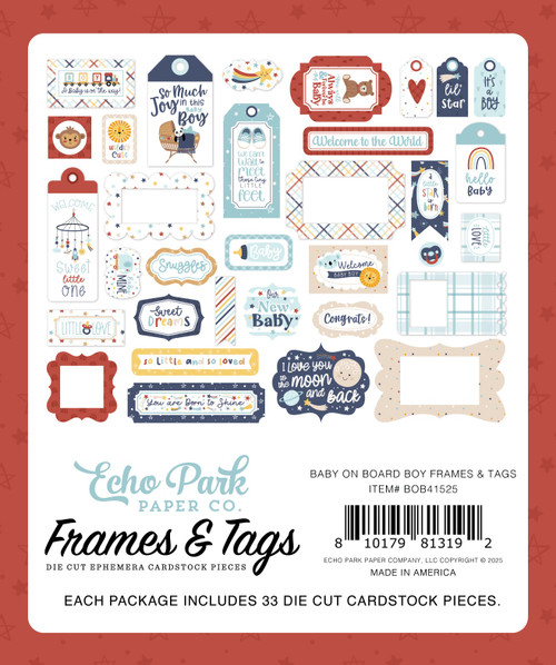 3 Pack - Echo Park Ephemera-Frames & Tags, Baby On Board Boy - 5A002KPB-1GM4T 3 Pack - Echo Park Ephemera-Frames & Tags, Baby On Board Boy - 5A002KPB-1GM4T