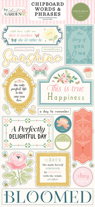 3 Pack - Carta Bella Chipboard 6"X13"-Words & Phrases, Secret Garden - 5A002L1M-1GMB1 - 732388447527