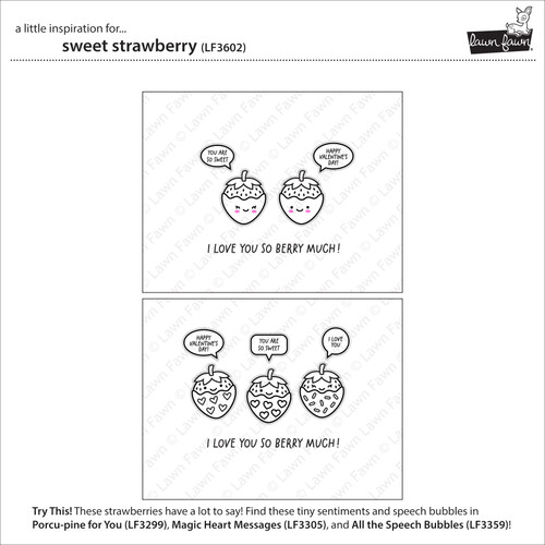 3 Pack - Lawn Fawn Clear Stamps 3"X2" -Sweet Strawberry - 5A002JVT-1GLDZ