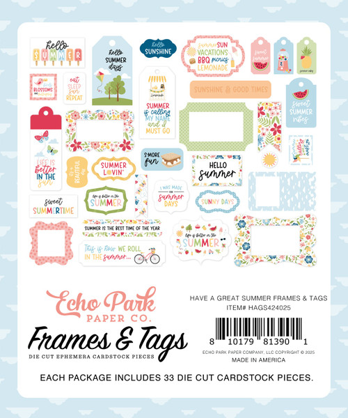 3 Pack - Echo Park Ephemera-Frames & Tags, Have A Great Summer - 5A002L4F-1GMJX