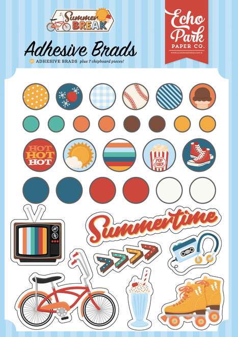 3 Pack - Echo Park Decorative Brads-Summer Break - 5A002LD9-1GMPB - 810179812706
