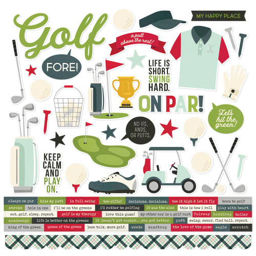 3 Pack - Simple Stories Cardstock Stickers 12"X12"-Golf - 5A002KBY-1GLVN - 810150777314