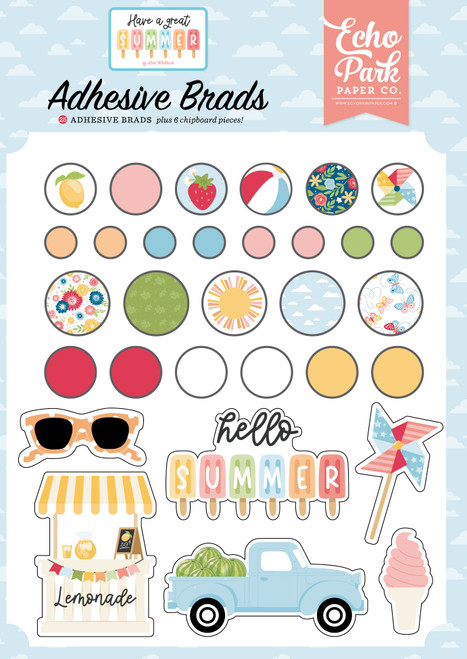 Echo Park Decorative Brads-Have A Great Summer - 5A002L69-1GMKJ - 810179811792 Echo Park Decorative Brads-Have A Great Summer - 5A002L69-1GMKJ - 810179811792