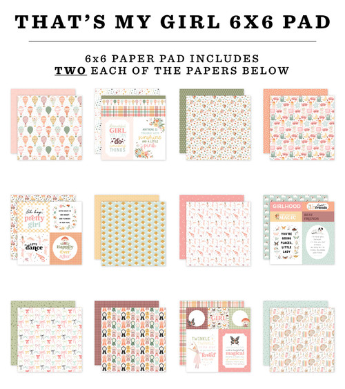 Carta Bella Double-Sided Paper Pad 6"X6"-That's My Girl - 5A002L0T-1GM9Z