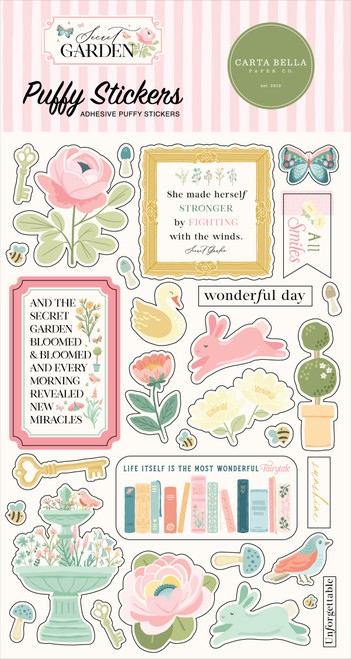 Carta Bella Puffy Stickers-Secret Garden - 5A002KV9-1GMFH - 732388447725