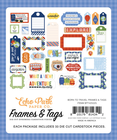 Echo Park Ephemera-Frames & Tags, Born To Travel - 5A002L4R-1GMK5 Echo Park Ephemera-Frames & Tags, Born To Travel - 5A002L4R-1GMK5
