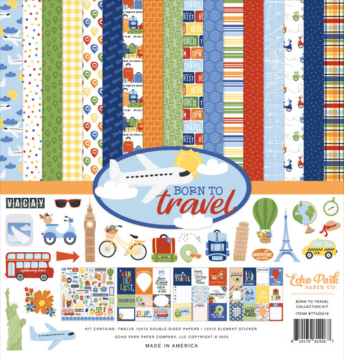 Echo Park Collection Kit 12"X12"-Born To Travel - 5A002L59-1GMKN - 810179814250