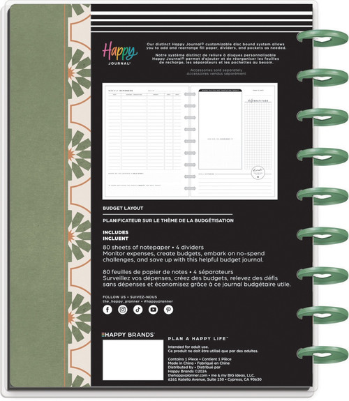 Happy Planner Classic Disc Bound Memory Keeping Journal-Reflect & Grow Budget - 5A002JWP-1GLF7