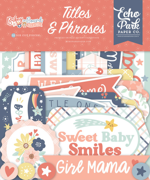 Echo Park Ephemera-Titles & Phrases, Baby On Board Girl - 5A002KR2-1GM3Y - 810179813437