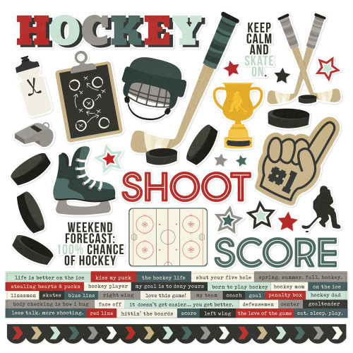 Simple Stories Cardstock Stickers 12"X12"-Hockey - 5A002KC3-1GLSV - 810150777260