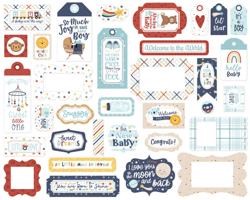 Echo Park Ephemera-Frames & Tags, Baby On Board Boy - 5A002KPB-1GM4T