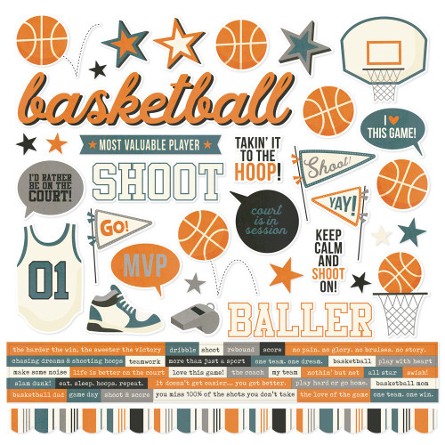 Simple Stories Cardstock Stickers 12"X12"-Basketball - 5A002KDR-1GLVZ - 810150777116