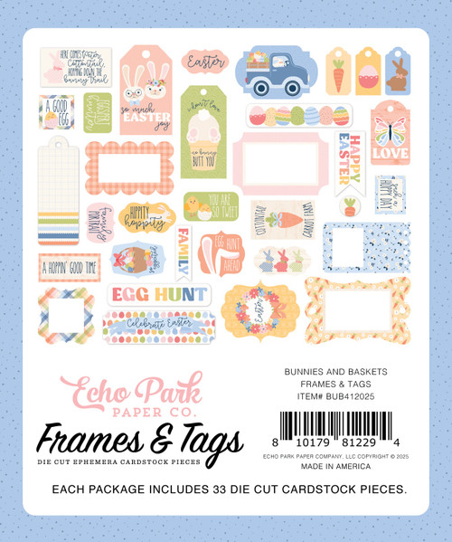Echo Park Ephemera-Frames & Tags, Bunnies And Baskets - 5A002KSC-1GM39