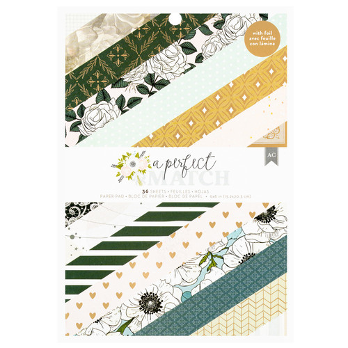 Amerian Crafts Double-Sided Paper Pad 6"X8" 36/Pkg-Gold Foil, A Perfect Match - 34025958 - 765468074672