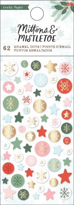 3 Pack - Mittens & Mistletoe Enamel Dots 62/Pkg- - CPMM3749 - 718813116282