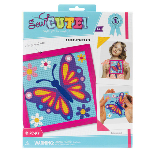 2 Pack - Colorbok Sew Cute! Needlepoint Kit-Butterfly - 34007394 - 718813407793