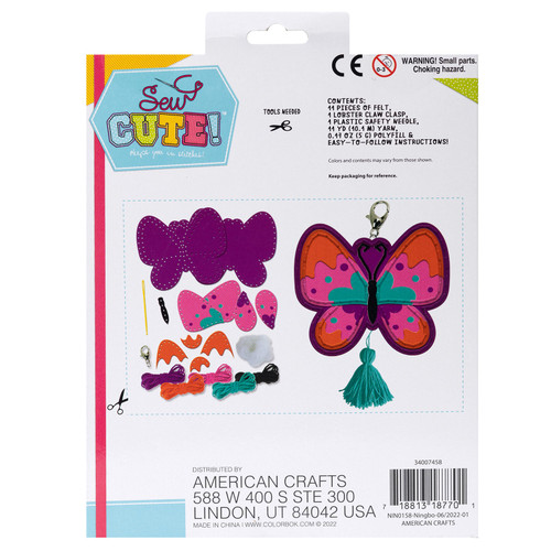 Colorbok Sew Cute! Felt Backpack Clip-Butterfly Tassel - 34007458 Colorbok Sew Cute! Felt Backpack Clip-Butterfly Tassel - 34007458