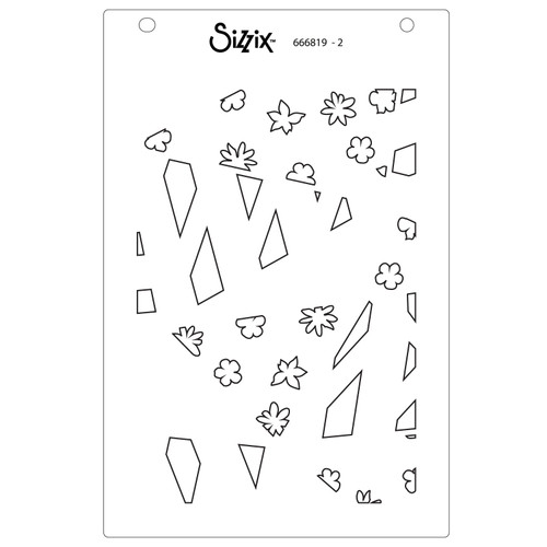 Sizzix A6 Stencil By Stacey Park 4/Pkg-Fragmented Floral #2 - 5A002CNB-1GG5R