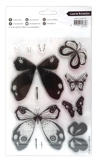 Studio Light Art By Marlene Clear Stamps 12/Pkg-Nr. 779 Layered Butterflies - 5A002M04-1GNL8 Studio Light Art By Marlene Clear Stamps 12/Pkg-Nr. 779 Layered Butterflies - 5A002M04-1GNL8