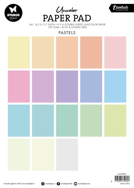 Studio Light Essentials Unicolor Paper Pad 11.7"X8.26"-Nr. 298 Pastels Tones - 5A002M0J-1GNMD