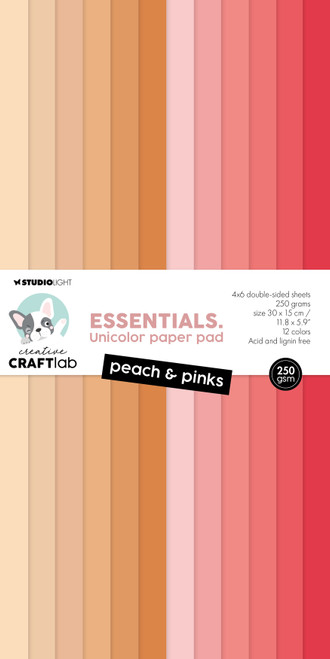 Studio Light Essentials Unicolor Paper Pad 11.81"X5.9" -Nr. 292 Peach & Pinks - 5A002M0K-1GNLX - 8713943158852