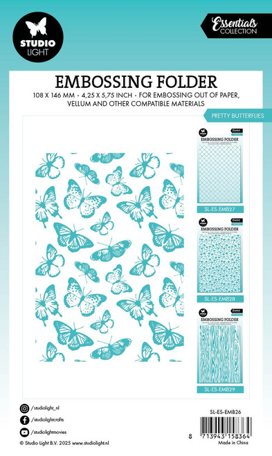 Studio Light Essentials Embossing Folder-Nr. 26 Pretty Butterflies - 5A002LX6-1GNMW