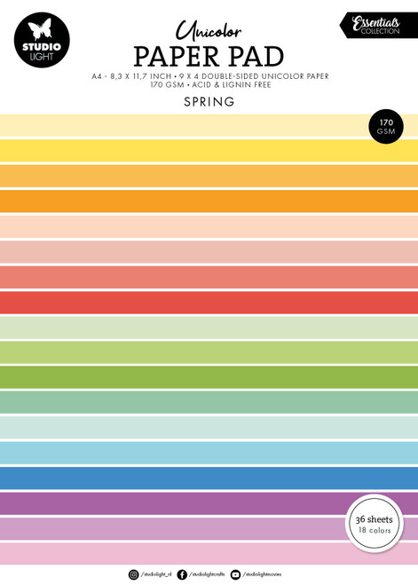 Studio Light Essentials Unicolor Paper Pad 11.7"X8.26"-Nr. 300 Spring Tones - 5A002M0M-1GNN1 - 8713943159125