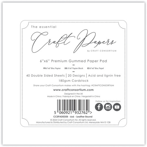 2 Pack - Craft Consortium Double-Sided Paper Pad 6"X6" 40/Pkg-Leather Bound, 20 Designs - 5A002LTF-1GNHT