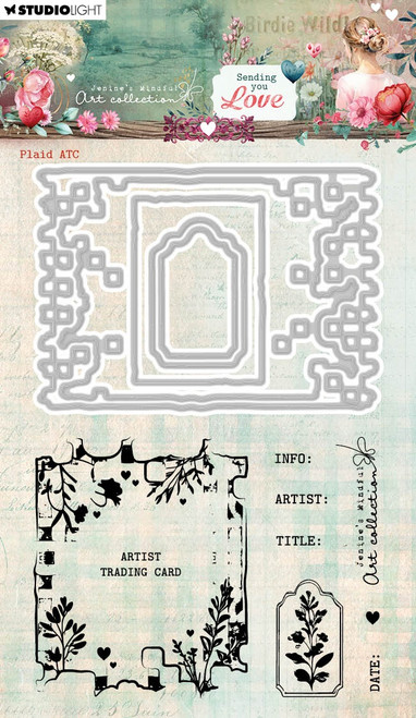 Jenine's Mindful Art Sending You Love Stamp and Cutting Die -Nr. 93 Plaid ATC - 5A002LZW-1GNN5 - 8713943158678