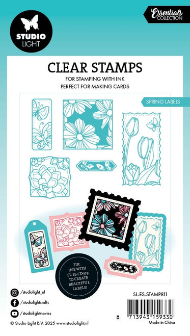 3 Pack - Studio Light Essentials Clear Stamps 5/Pkg-Nr. 811 Spring Labels - 5A002LYT-1GNLT