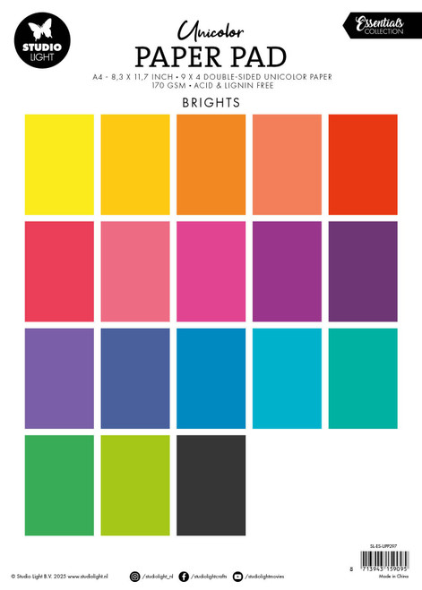 Studio Light Essentials Unicolor Paper Pad 11.7"X8.26" -Nr. 297 Bright Tones - 5A002LY8-1GNNF