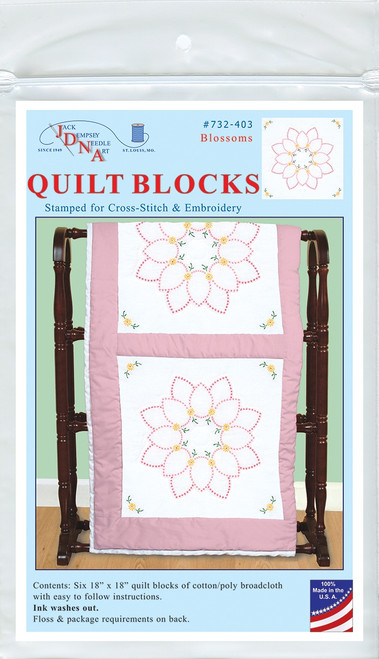 Jack Dempsey Stamped White Quilt Blocks 18"X18" 6/Pkg-Blossoms - 5A002MH9-1GNZ2 - 013155474039