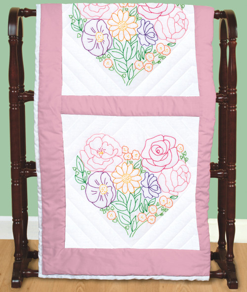 Jack Dempsey Stamped White Quilt Blocks 18"X18" 6/Pkg-Floral Heart - 5A002MHY-1GNYQ Jack Dempsey Stamped White Quilt Blocks 18"X18" 6/Pkg-Floral Heart - 5A002MHY-1GNYQ