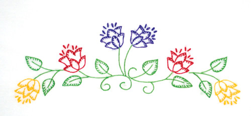 Jack Dempsey Stamped Pillowcases W/White Lace Edge 2/Pkg-Tulips - 5A002MHD-1GNYY