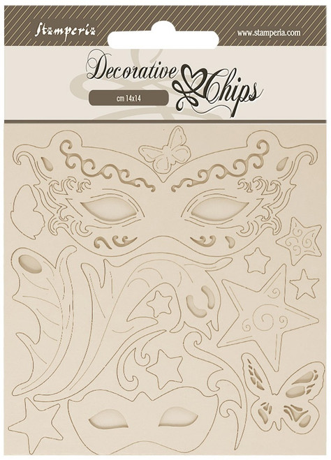 Stamperia Decorative Chips 5.5"X5.5"-Masquerade Masks - 5A002LGX-1GN58 - 5993110040408