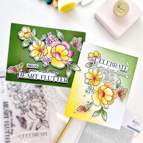 Pinkfresh Studio 4.25"X5.5" Stencils-Butterflies in Bloom - 5A002MLP-1GP1V