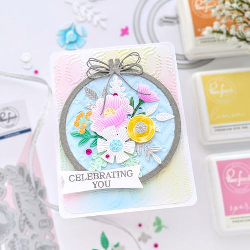 Pinkfresh Studio 4.25"X5.5" Stencils-Embroidered Blooms - 5A002MLV-1GP24