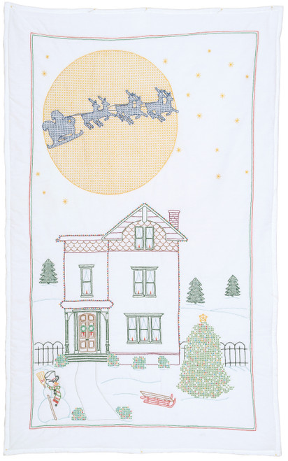 Jack Dempsey Stamped White Lap Quilt Top 40"X60"-Victorian Christmas - 5A002MH3-1GNYL