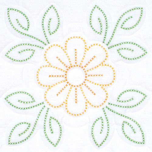 Jack Dempsey Stamped White Quilt Blocks 18"X18" 6/Pkg-Cross-Stitch Sunflower - 5A002MHG-1GNYB