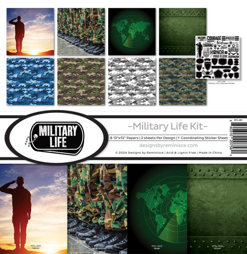 Reminisce Collection Kit 12"X12"-Military Life - 5A002MP2-1GP3X - 840310207580