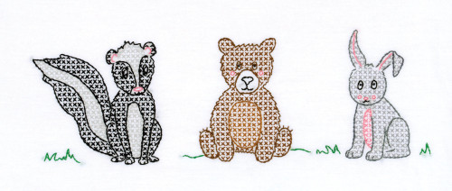 Jack Dempsey Children's Stamped Pillowcase W/Perle Edge-Woodland Animals - 5A002MJ6-1GNYH