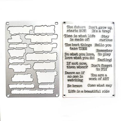 Elizabeth Craft Stamp And Die Set-Journal Phrases 4 - 5A002MQP-1GP5P - 741527317140